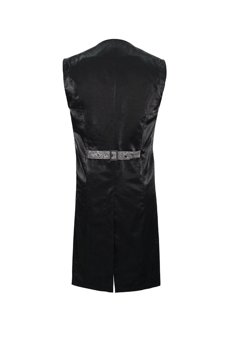 Gray Fashion Vintage Print Non-Stretch Fit Mid-Century Men's Gothic Tuxedo Vest - Product - 8