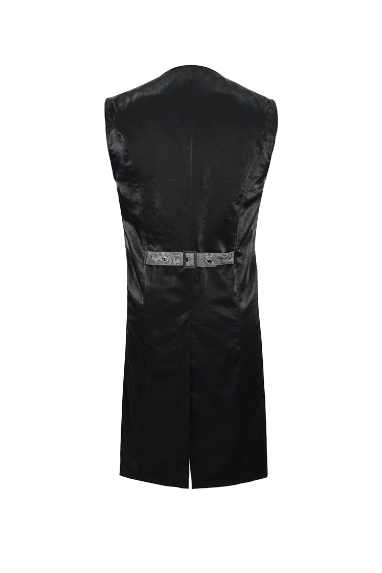 Gray Fashion Vintage Print Non-Stretch Fit Mid-Century Men's Gothic Tuxedo Vest - Product - 8