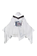 White [Dragon’s Breath Valley] Long Sleeves Ruffled Embroidered Asymmetric Chinese Style Gothic Lolita Dress - Product - 3