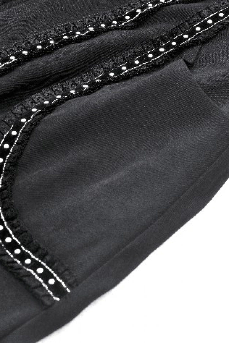 Black Long Sleeves Ruffled Lace-Up Women's Punk Long Jacket with Hood - Product - 16