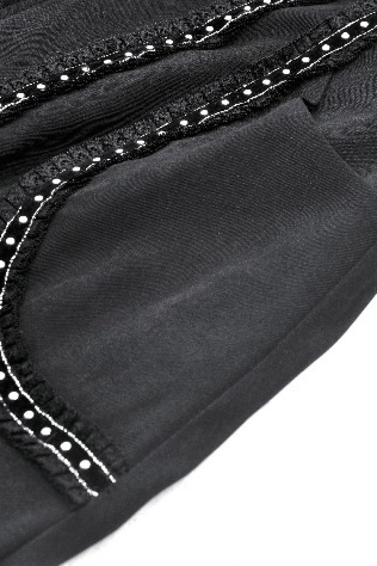 Black Long Sleeves Ruffled Lace-Up Women's Punk Long Jacket with Hood - Product - 16