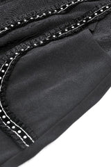 Black Long Sleeves Ruffled Lace-Up Women's Punk Long Jacket with Hood - Product - 16
