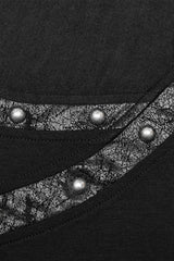 Black Short Sleeves Asymmetric Mens Daily Steampunk T-Shirt - Product - 6