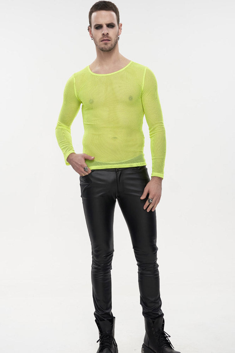 ellow Gothic Elasticity High Neck Long Sleeve Mesh Men's Shirt - Product - 3