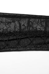 Black Print Stitching Lace Lace-Up Slim Women's Gothic Leggings - Product - 6