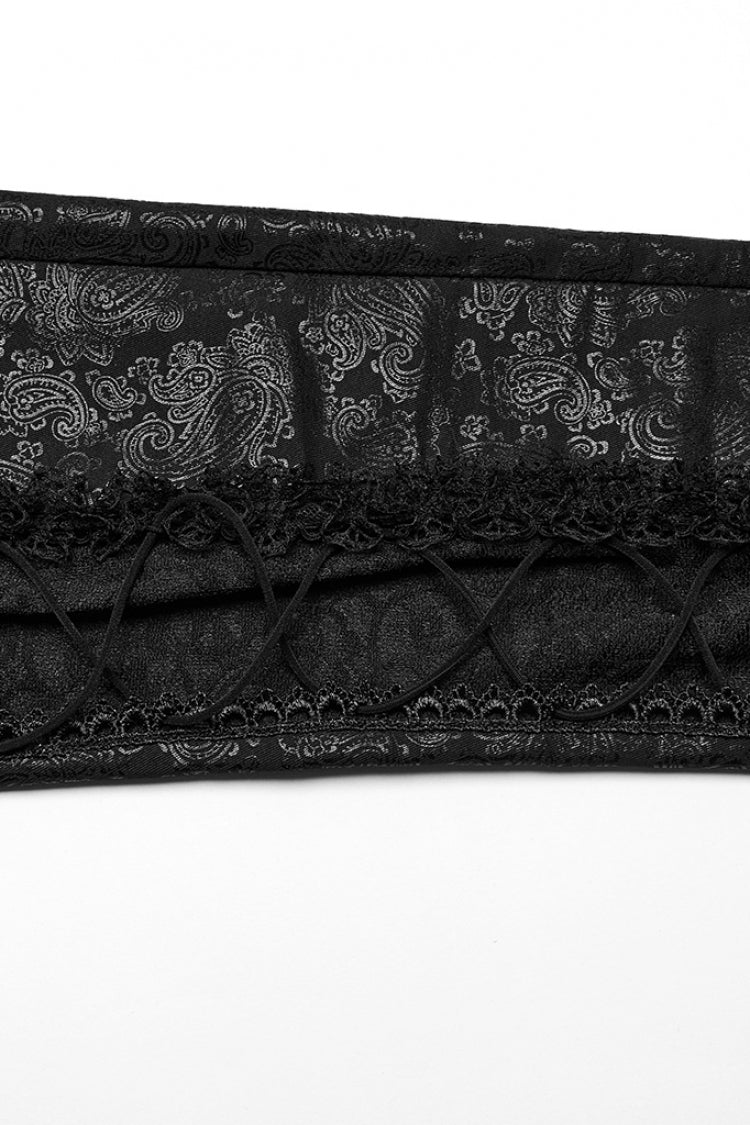 Black Print Stitching Lace Lace-Up Slim Women's Gothic Leggings - Product - 6