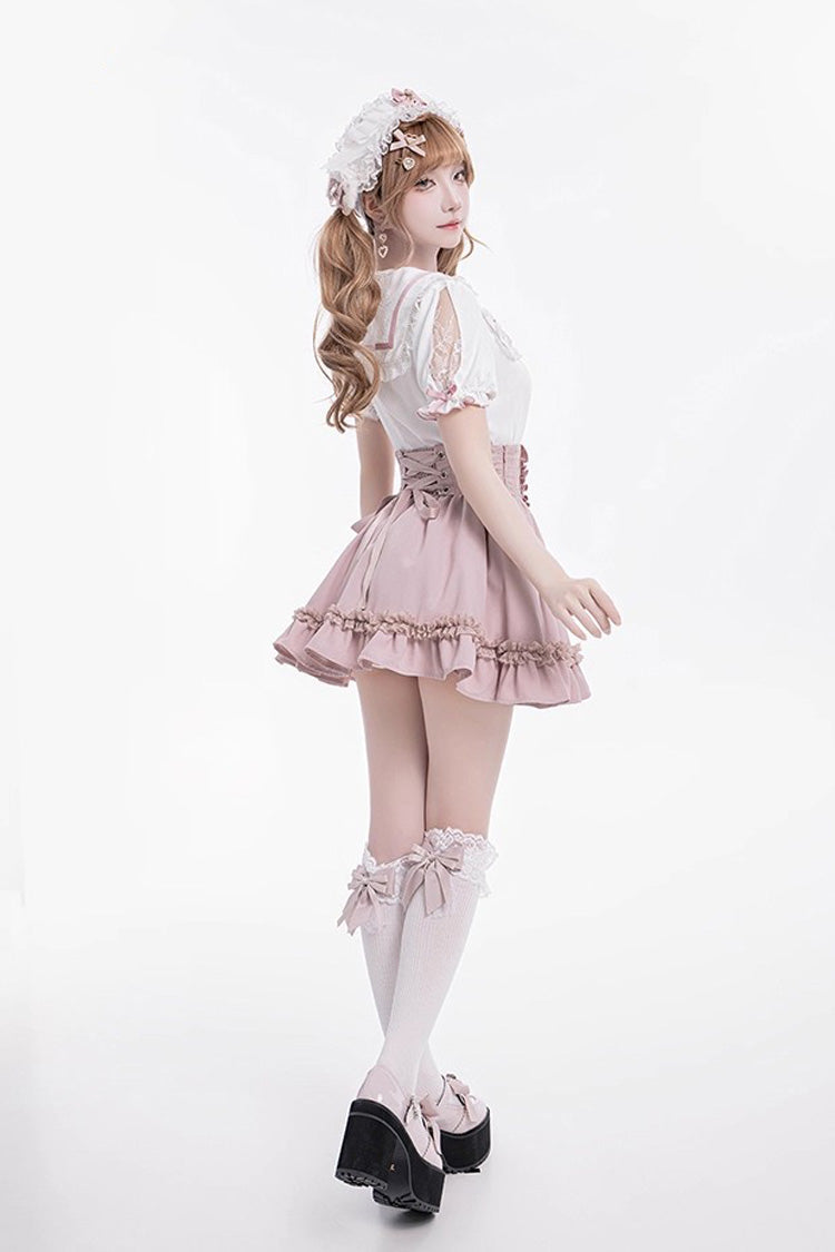 Sweet Ruffle Lace Lace-Up Japanese Jirai Kei Skirt 4 Colors - Product - 4
