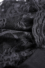 Black Plunging V Collar Short Sleeves Ruffled Lace Sexy Women's Gothic Crop Top - Product - 14