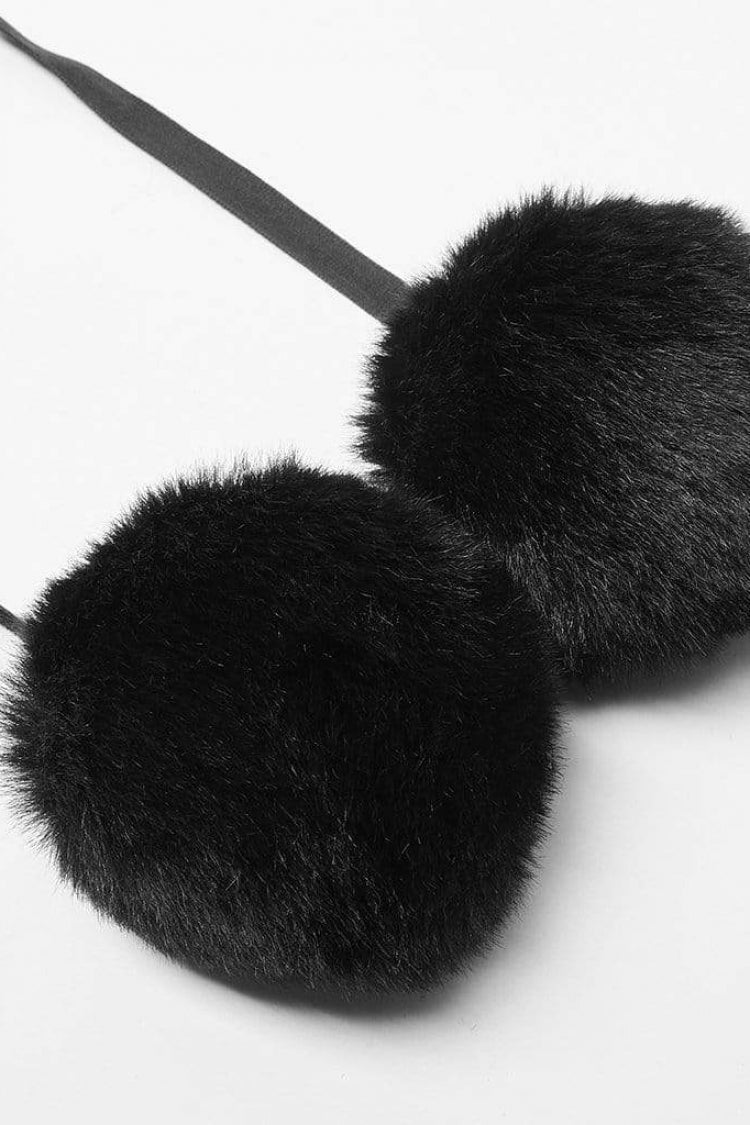 Black Fur Collar Fur Ball Decoration Long Sleeves Rose Button Womens Gothic Coat With Removable Collar - Product - 8