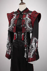 [Bone Dragon] Long Sleeves Print Ouji Fashion Classic Lolita Coat 2 Colors - Product - 8