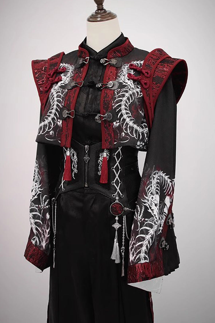 [Bone Dragon] Long Sleeves Print Ouji Fashion Classic Lolita Coat 2 Colors - Product - 8