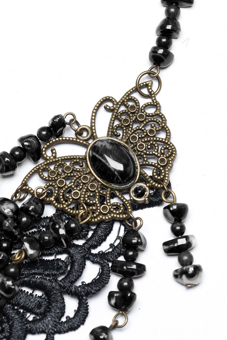 Black Irregular Beaded Butterfly Women's Punk Necklace - Product - 8