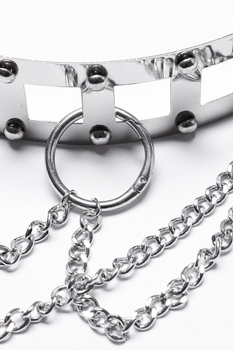 Silver Women's Punk Studded Metal Chain Belt - Product - 7