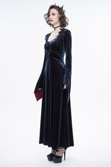 Black/Red Embroidered Fringe Flared Sleeve Long Women's Gothic Dress - Product - 3