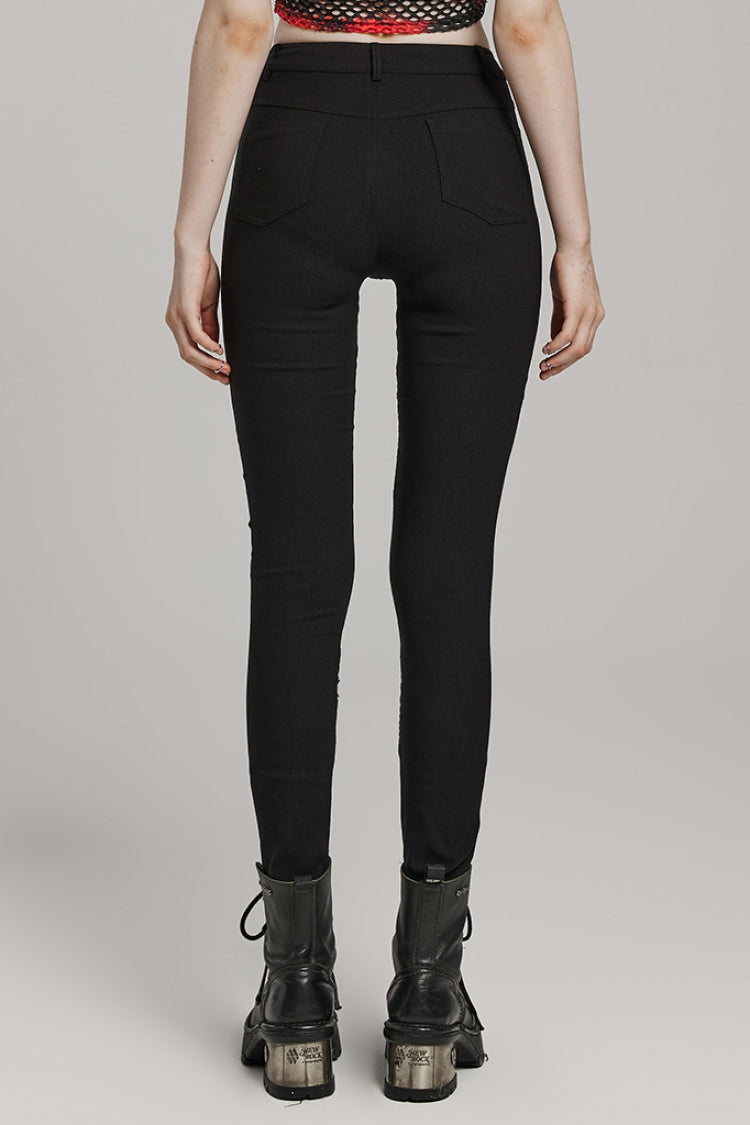 Black Hollow Stitching Irregular Mesh Women's Steampunk Pants - Product - 3