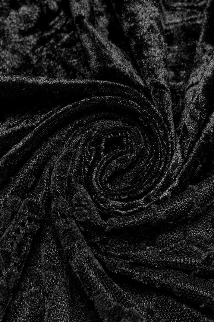 Black Batwing Hollow Embroidery Stitching Lace Women's Gothic Fishtailed Skirt - Product - 7