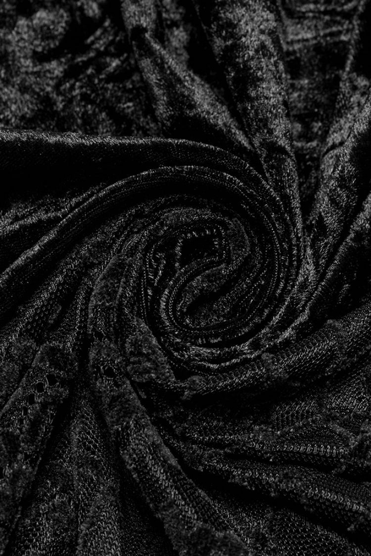Black Batwing Hollow Embroidery Stitching Lace Women's Gothic Fishtailed Skirt - Product - 7