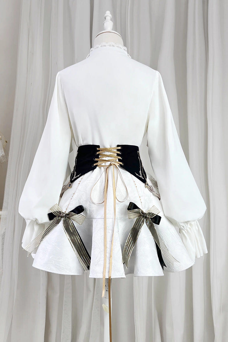White [Star Gate] Palace Style Ruffle Bowknot Gothic Lolita Fishtail Skirt 2 Versions - Product - 8