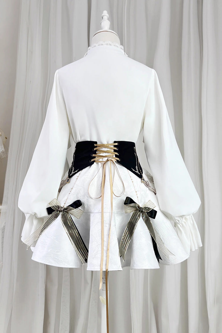White [Star Gate] Palace Style Ruffle Bowknot Gothic Lolita Fishtail Skirt 2 Versions - Product - 8