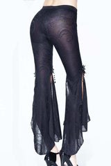 Black Fringe Lace Pendant Ninth Bell-Bottoms Women's Gothic Pants - Product - 11