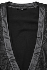 Black Long Sleeves Stitching Lace Irregular Women's Gothic Dress - Product - 5