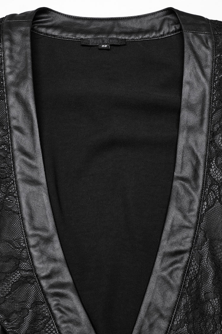 Black Long Sleeves Stitching Lace Irregular Women's Gothic Dress - Product - 5