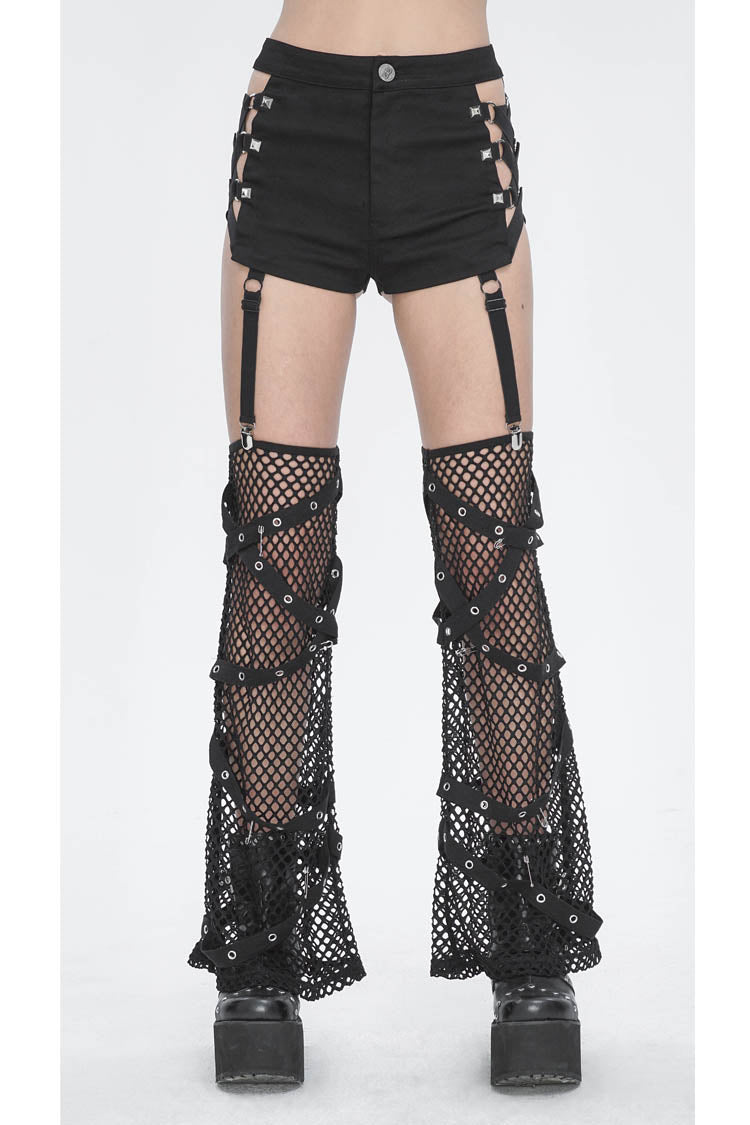 Black Side Cutouts Womens Steampunk Shorts - Product - 2