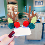 Christmas Headdress Moose Horn Hairpin Head Clips - Brown - 9
