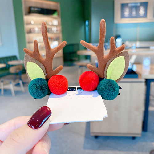 Christmas Headdress Moose Horn Hairpin Head Clips - Brown - 9