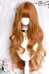 Bright Golden Brown Oil-Painting-Style Vintage Elegant Lolita Long Curly Wig - Product - 5
