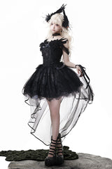 Black [Black Swan's Prayer] Sleeveless Ruffle Bowknot Gothic Ballet Lolita Jsk Dress - Product - 10