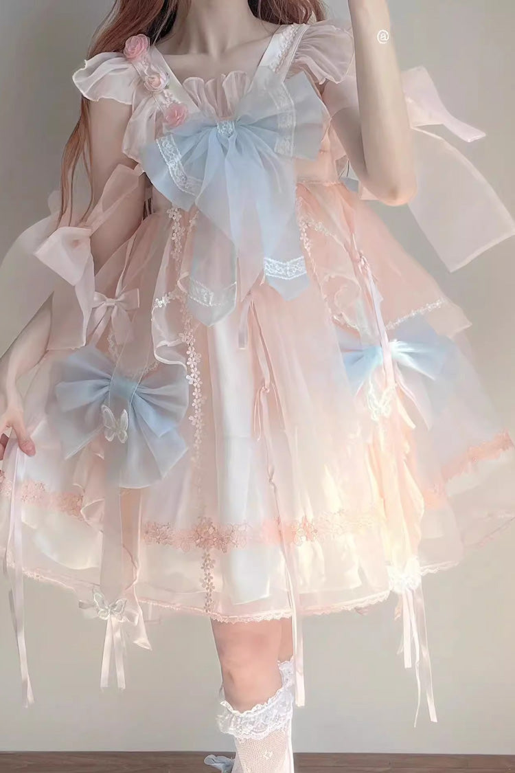 Blue/Pink Bowknot Sweet Chinese Style Princess Lolita Jsk Dress - Product - 5