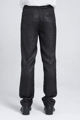 Black Floral Print Embroidery Men's Gothic Suit Pants - Product - 3