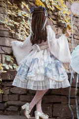 Chinese Style Long Sleeves Landscape Painting Print Bowknot Sweet Elegant Lolita Dress 2 Colors - Product - 3