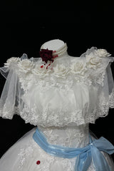 White [Illusory Mirror Image] Off Shoulder Sleeveless Jacquard Lace Gothic Lolita Jsk Dress - Product - 5