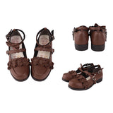 Sweet Ruffle Bowknot Japanese Lolita Shoes 15 Colors - Chocolate - 22