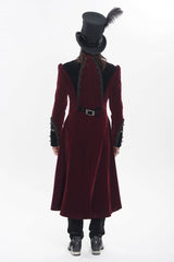 Red Stand Collar Long Sleeves Embroidered Color-Blocked Buckled Zippered Men's Gothic Palace Jacket - Product - 4