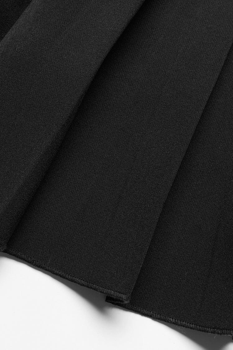 Black Fake Two Pieces Side Metal Buckle Women's Punk Skirt - Product - 8