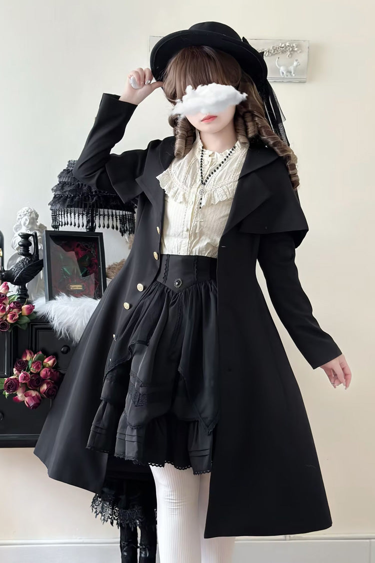 Black [Rich Girl] Long Sleeves Gothic Lolita Coat - Black - 1