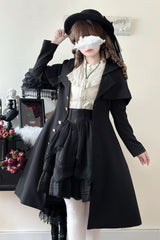 Black [Rich Girl] Long Sleeves Gothic Lolita Coat - Black - 1
