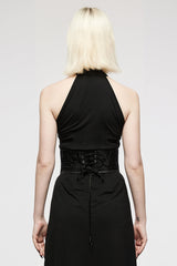 Black Jacquard Print Women's Gothic Underbust Corset - Product - 3