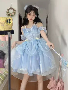 Ruffle Bow Fairy Gothic Hime Lolita JSK with Oversleeves – 5 Colors detail view 8