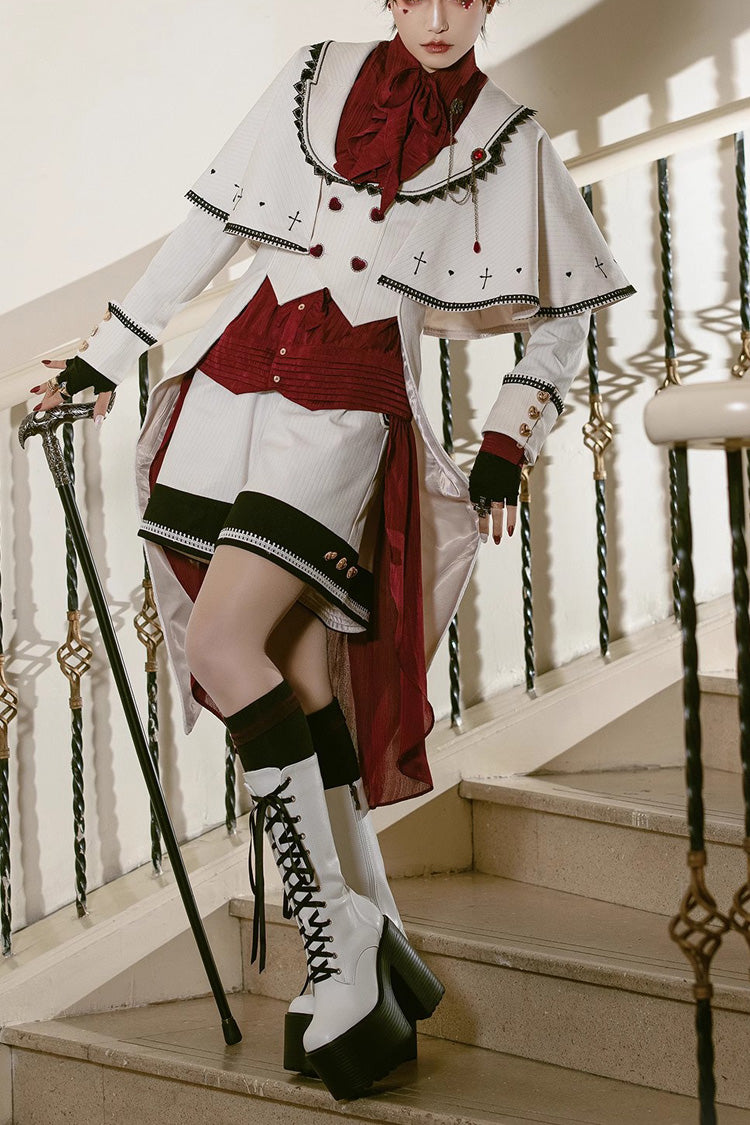 White Rabbit Duke Handsome Elegant Ouji Fashion Lolita Coat - White - 1