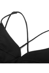 Black Two-Piece Fitting Sling Strap Design A-Shape Women's Punk Slip Dress - Product - 8
