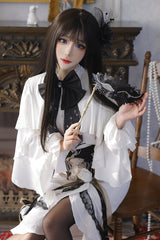 White [Star Gate] Jacquard Embroidery Bowknot Irregular Sweet Elegant Princess Lolita Skirt - Product - 9