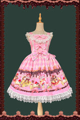[Cream Meow] Sleeveless Print Bowknot Lace Sweet Lolita Jsk Dress 3 Colors - Product - 4