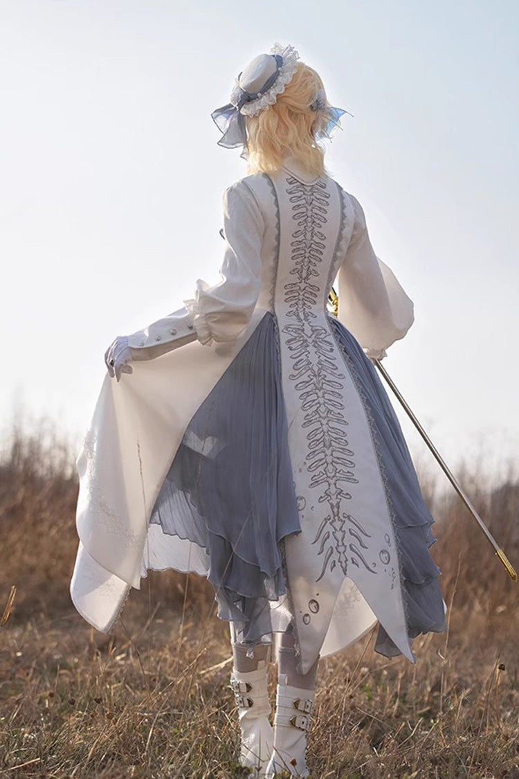 White Mermaid Bone Embroidery Ouji Fashion Handsome Lolita Vest - Product - 5