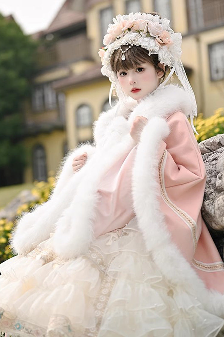 [Snowflake Ballad] Sweet Princess Fur-Collar Lolita Coat Cloak 7 Colors - Product - 7