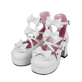 Bowknot Princess Sweet High Heel Lolita Shoes - White - 2