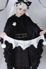 Black Bat Ruffle Hooded Sweet Lolita Coat Cloak - Product - 7